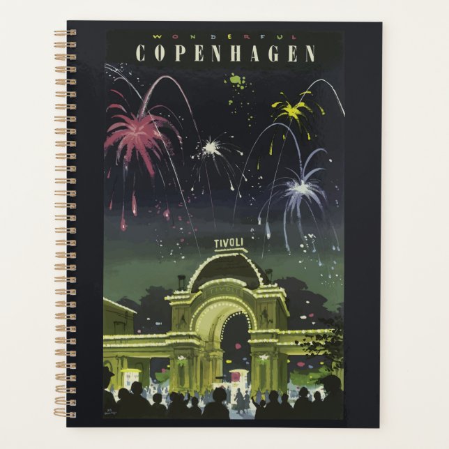 Vintage Copenhagen Illustration Travel Poster Planner (Front)