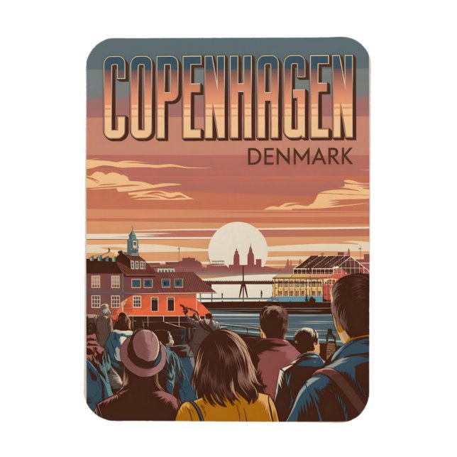 Vintage Copenhagen travel tourists sunset gifts Magnet (Vertical)