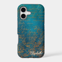 Vintage Copper Patina with Turquoise Calligraphy