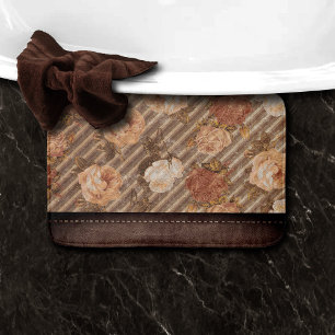 Vintage Copper Spice Rose   Rustic Leather Bath Mat