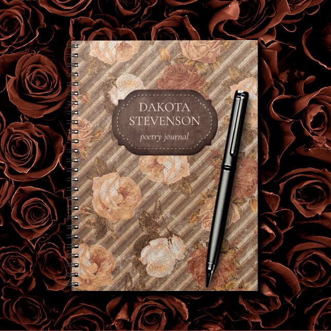 Vintage Copper Spice Rose | Rustic Leather Poetry Notebook (Creator Uploaded)