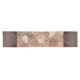 Vintage Copper Spice Rose   Rustic Leather Short Table Runner