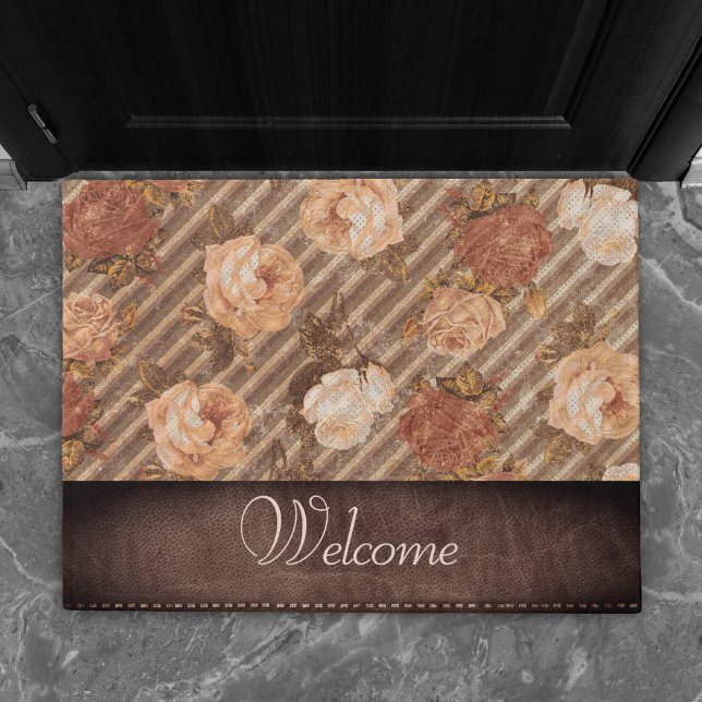 Vintage Copper Spice Rose | Rustic Welcome Doormat (Creator Uploaded)