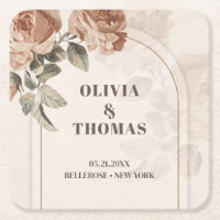 Vintage copper watercolor roses sage brown hues