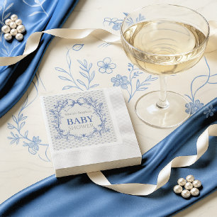 Vintage Coquette Blue Bow baby shower Napkin