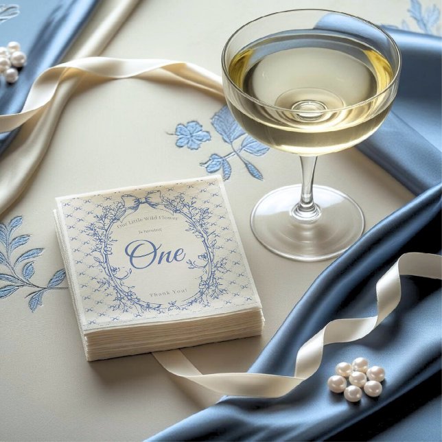 Vintage Coquette Blue Bow floral Napkin (Creator Uploaded)