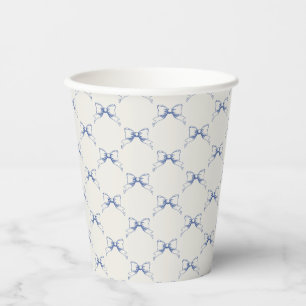 Vintage Coquette Blue Bow floral Paper Cups