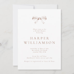 Vintage Coquette Bow Mocha Bridal Shower Invitation