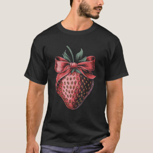 Vintage Coquette Bow Strawberry Cool Strawberries T-Shirt