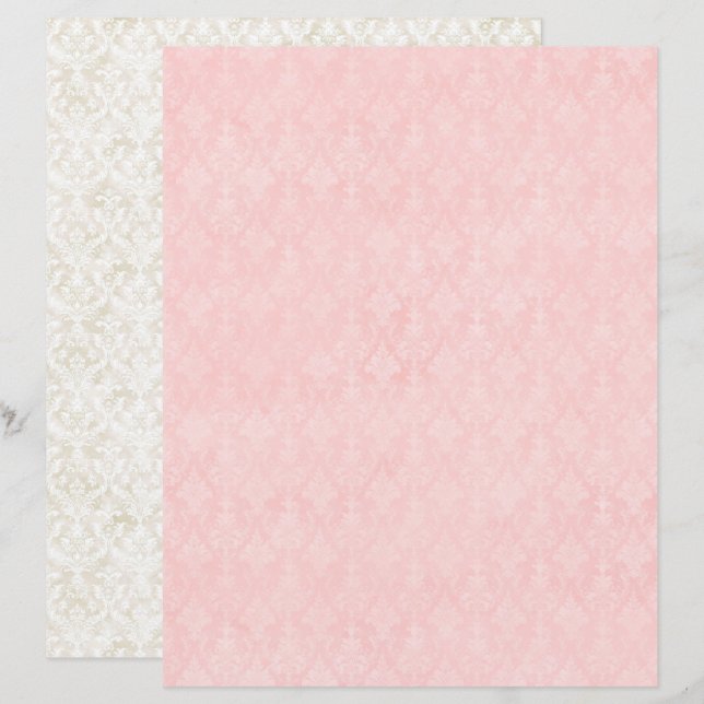 Vintage Coquette Damask Scrapbook Paper (Front/Back)