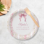 Vintage Coquette Pink Bow Love Shack Birthday Paper Plate<br><div class="desc">Vintage Coquette Pink Bow Love Shack Birthday Paper Plates</div>