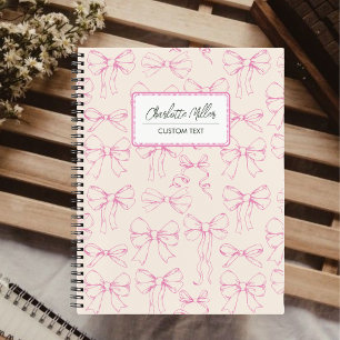 Vintage Coquette Pink Bows Spiral Notebook