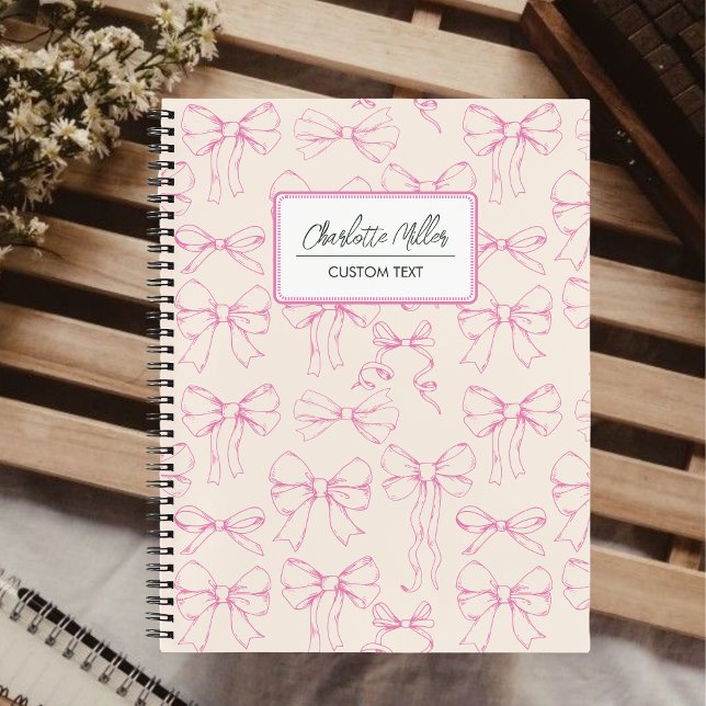 Vintage Coquette Pink Bows Spiral Notebook (Creator Uploaded)