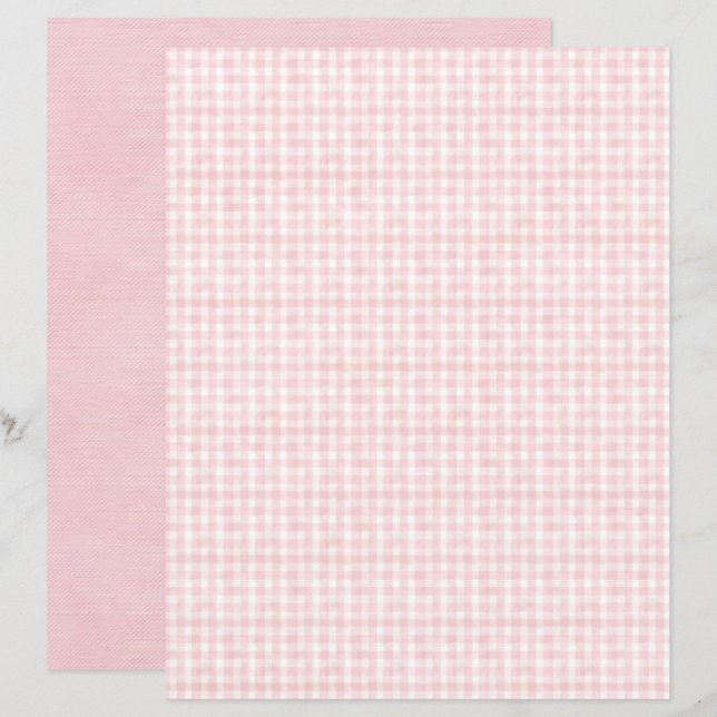 Vintage Coquette Plaid Scrapbook Paper (Front/Back)