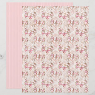 Vintage Coquette Rose Floral Paper Sheet