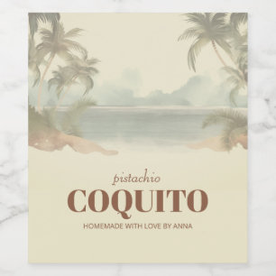 Vintage Coquito Palm Tree Holiday Wine Label