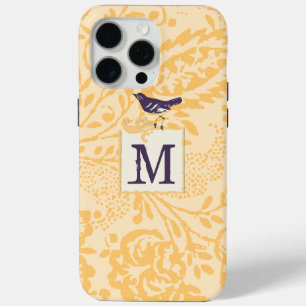 Vintage Coral Eggplant Damask Monogram iPhone 5 15 Pro Max Case