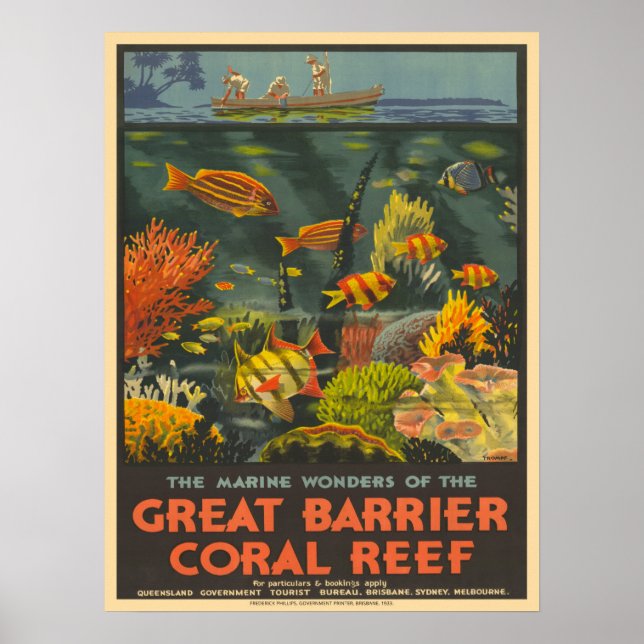 Vintage Coral Reef Travel Advertising  Poster (Front)