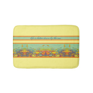 Vintage Coral Reef Under Sea Nautical Quote Bath Mat