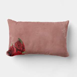 Vintage Coral Rose Lumbar Cushion
