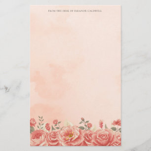 Vintage Coral Roses Personalized Peach Wedding Stationery