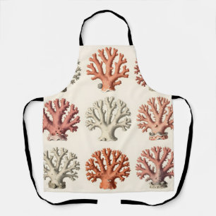 Vintage Coral Specimens Botanical Marine  Apron
