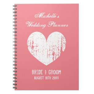 Vintage coral wedding planner organiser notebook