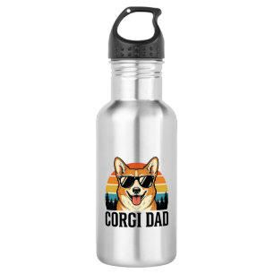 Vintage Corgi Dad Engraving Dog Lover Shirt Design 532 Ml Water Bottle