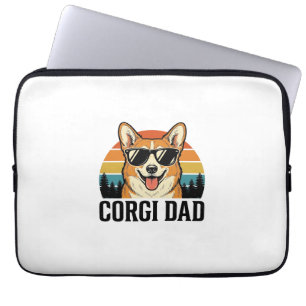 Vintage Corgi Dad Engraving Dog Lover Shirt Design Laptop Sleeve