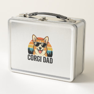 Vintage Corgi Dad Engraving Dog Lover Shirt Design Metal Lunch Box