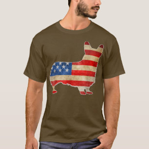 Vintage Corgi Dog American Flag 4th of July  T-Shirt