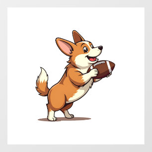 Vintage Corgi Football Dog Illustration Retro Spor