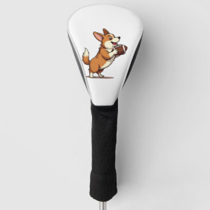 Vintage Corgi Football Dog Illustration Retro Spor Golf Head Cover