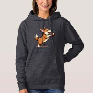 Vintage Corgi Football Dog Illustration Retro Spor Hoodie