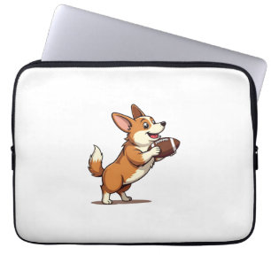 Vintage Corgi Football Dog Illustration Retro Spor Laptop Sleeve