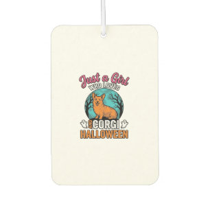 Vintage Corgi Halloween Girl Dog Lover Shirt Desig Car Air Freshener