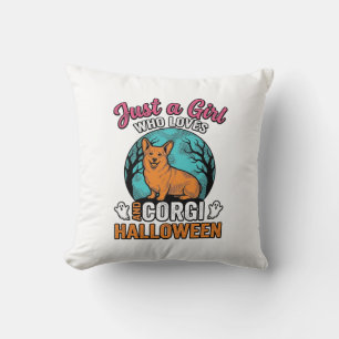 Vintage Corgi Halloween Girl Dog Lover Shirt Desig Cushion