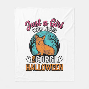 Vintage Corgi Halloween Girl Dog Lover Shirt Desig Fleece Blanket