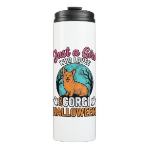 Vintage Corgi Halloween Girl Dog Lover Shirt Desig Thermal Tumbler