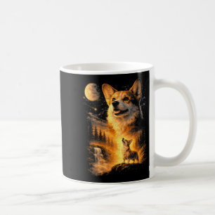 Vintage corgi howling to the moon meme 90s animal coffee mug