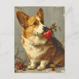 Vintage Corgi Valentine's day Postcard