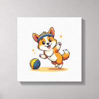 Vintage Corgi Volleyball Dog Vector Illustration S