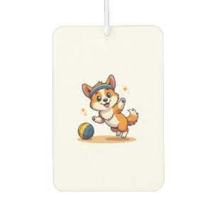 Vintage Corgi Volleyball Dog Vector Illustration S Car Air Freshener