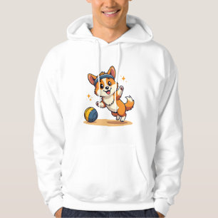 Vintage Corgi Volleyball Dog Vector Illustration S Hoodie