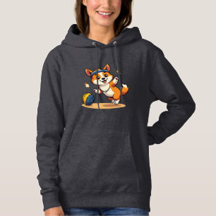 Vintage Corgi Volleyball Dog Vector Illustration S Hoodie