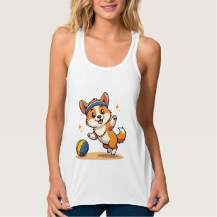 Vintage Corgi Volleyball Dog Vector Illustration S Singlet
