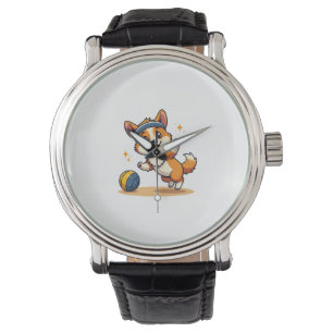 Vintage Corgi Volleyball Dog Vector Illustration S Watch