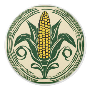 Vintage Corn Farm Homestead Kitchen Drawer Ceramic Knob