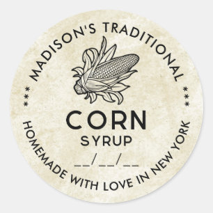 Vintage corn syrup label with black and white cob