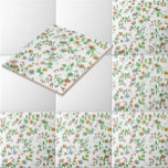 Vintage Cornflowers Roses & Sweet Peas Pattern Tile<br><div class="desc">This is a digitally enhanced print derived from an antique Victorian 1800's block-printed design of curving stems from which grow a variety of flowers including cornflowers,  bell flowers,  roses,  and sweet peas. Printed in lavender,  red,  yellow,  blue and green pattern. You can customise the background colour.</div>